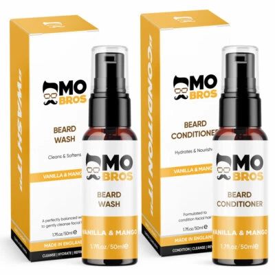 MO BROS Bartwäsche & Conditioner 50ml | Erweichen, beruhigen & hydratisieren | 3 sensationelle Düfte