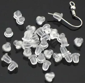 100 x Plastic Rubber Earring Backs Clutch Bullet Stoppers Ear Post Nuts 4x4mm - Picture 1 of 13