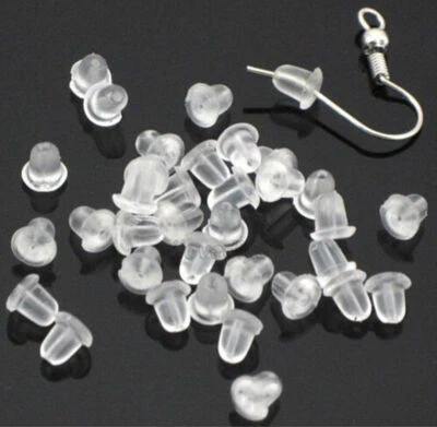 100 x Plastic Earring Backs Clutch Bullet Stoppers Ear Post Nuts 4x4mm (E131) - image 1 of 4
