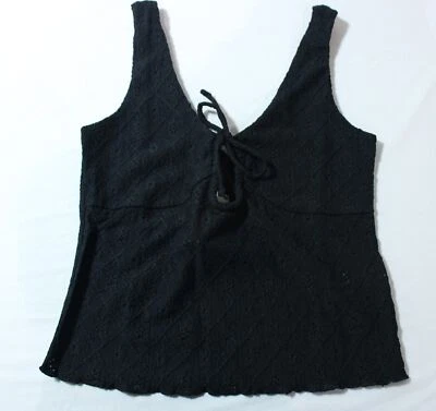 Camiseta sin mangas Cotton:On para mujer color liso Briony ojo de cerradura BL1 negra pequeña nueva con etiquetas Foto 1 de 3