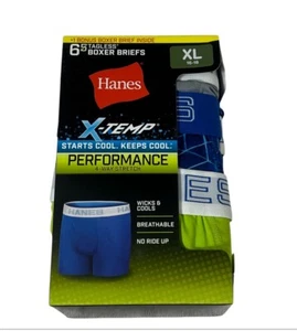 Hanes X-Temp Boys Tagless Boxer Briefs Size XL(16-18) 6 Pack Stretch Fabric Wick - Picture 1 of 8