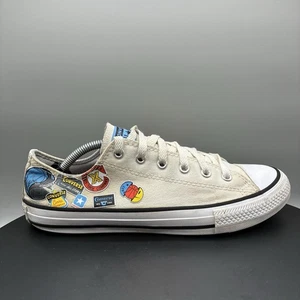 Converse Chuck Taylor All Star Low Youth 6 GS White Sticker Bomb 672450F - Picture 1 of 9