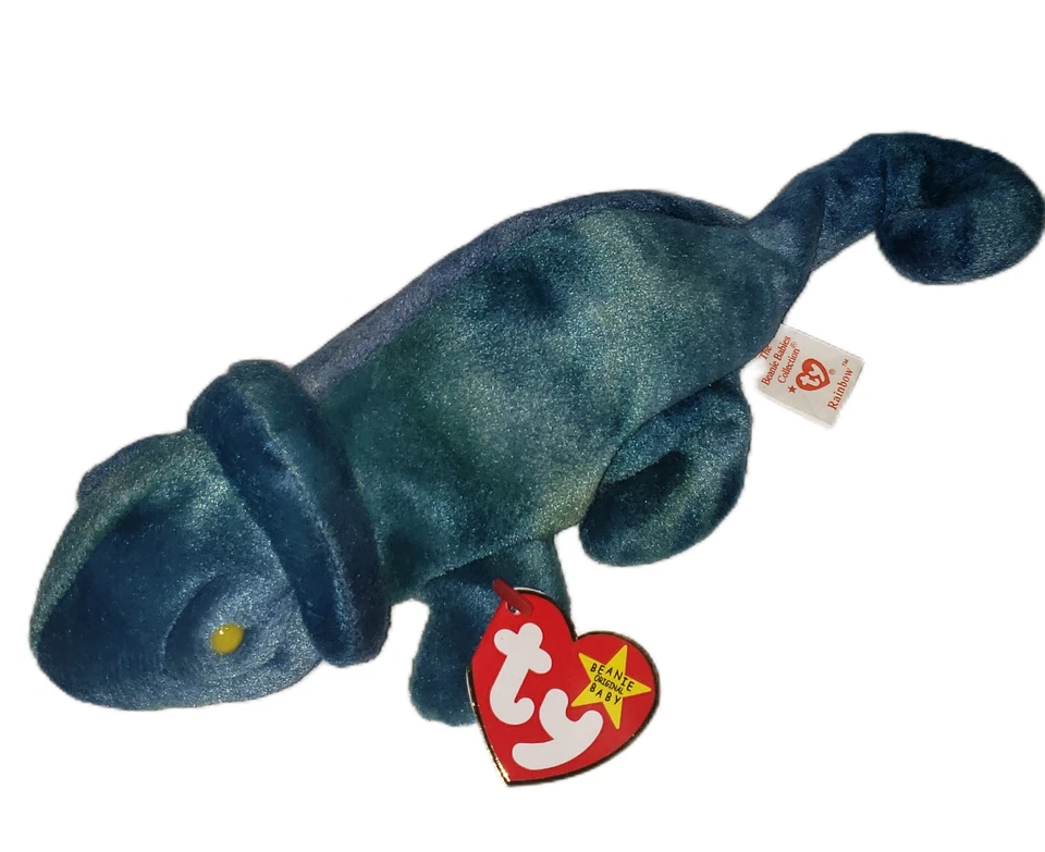 Ty Beanie Baby 9 inch Rainbow The Iguana Chameleon Toy - Image 1 of 1
