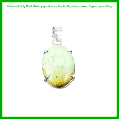 Christmas Deal Natural Lemon Chrysoprase Wife Gift Pendant Jewelry 925 Silver - image 1 of 4