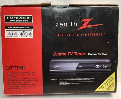 Zenith Digital TV Tuner Converter Box w/Remote and Manual DTT901 New Open Box - Image 1 of 4