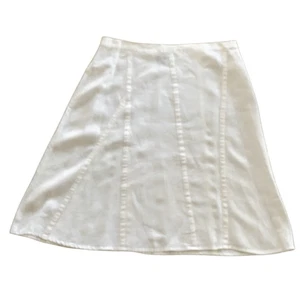 Falda acampanada Eileen Fisher blanca 100 % lino para mujer grande línea A - Imagen 1 de 6