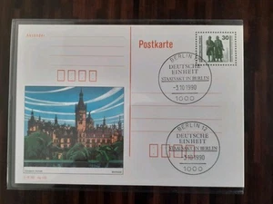Ganzsache Postkarte Sonderstempel Berlin 3.10.1990 Staatsakt Deutsche Einheit - Bild 1 von 2