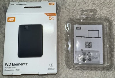 *EMPTY BOX* WD 5TB Elements Portable USB 3.2, Hard Drive HDD - WDBU6Y0050BBK - Image 1 of 4
