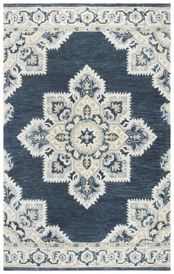 8x10 Rizzy Rugs Blue Medallion Petals Rugged Area Rug RS070B - Aprx 8' x 10' - Image 1 of 2