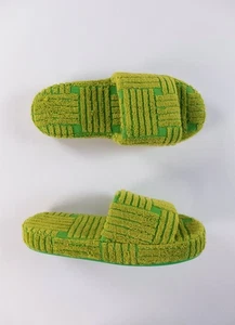 BOTTEGA VENETA Resort green geometric Terry Cloth slide sandals 10 US / 43 - Picture 1 of 9