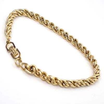 Brazalete Brazalete Cadena Retorcida Dior Tono Dorado Logo Marcado De Colección Mujer Auténtico Foto 1 de 4