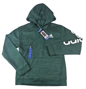 Adidas Hoodie Boy Youth 14/16 Green Heather Pull Over Pocket Logo Activewear NWT - Picture 1 of 11