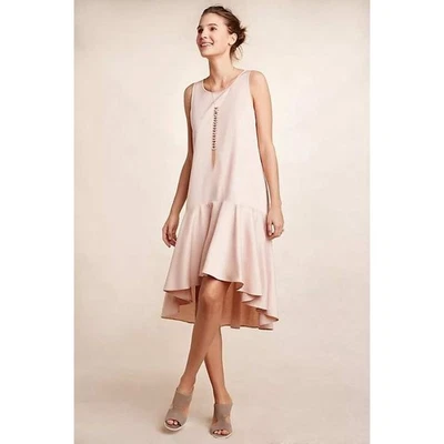 Anthropologie Maeve Camelia Dropwaist Dress Small Pink Womens Linen Lyocell - Image 1 of 4