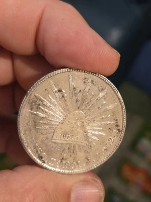 Moneda extranjera peso plata mexicano 1901 marca de ceca FZ  Foto 1 de 4
