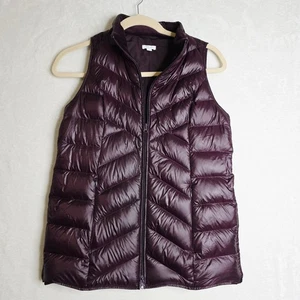 J.jill Down Burgundy Small long length Vest with Zip & Side Zip. Warm Soft Comfy - Picture 1 of 16