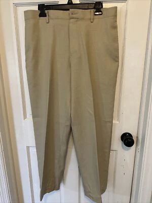 LL Bean Men's Sz 34W Tan 100% Wool Washable Year Round Wool Dress Pants - Image 1 of 4
