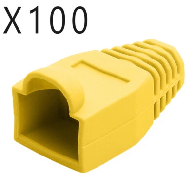 Qty of 100 pcs - CAT5e/6 RJ45 Ethernet Patch Cable Strain Relief Boots - Yellow - Image 1 of 3
