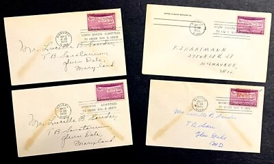 StampTLC US 858 Washington Montana Dakota North South FDC Map State Capital 1939 - Image 1 of 4