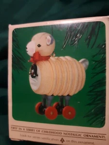 Mint 1984 Hallmark Wooden Lamb Christmas Keepsake Ornament Box Childhood Nostalg - Picture 1 of 3