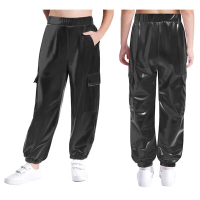 Unisex Kids Dancewear Pockets Trousers Athletic Pants Harem Tracksuit Street - Image 1 of 4