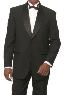 Men's Brand New Shawl Lapel 2-Button Tuxedo Suit with Pants Black, White T822 - Image 1 of 3
