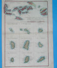 1780 ORIGINAL MAP WEST INDIES ANTILLES VIRGIN ISLANDS BARBUDA BARBADOS GRENADA