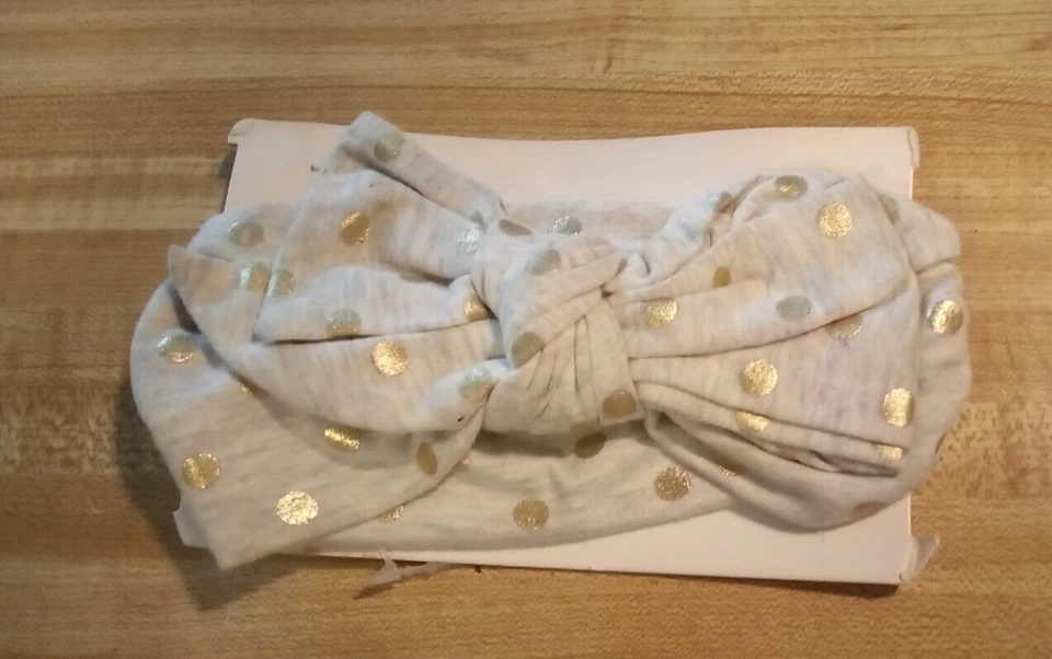 Diadema sin marca bebé niña talla 0-6 meses mezcla de algodón gris dorado lunares Foto 1 de 1