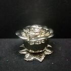 Victorian Rose Jewelry Box Godinger Silverplated Repoussé Hinged Red Velvet 