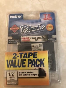 NEU Brother TZ-2312PK P-Touch 1/2" schwarze Tinte auf weißem Band * 2er-Pack * E19 - Bild 1 von 2