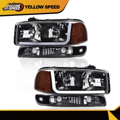 Apto para 99-07 GMC Sierra Yukon LED DRL Negro/Claro Faros Parachoques Lámpara de Señal Foto 1 de 4