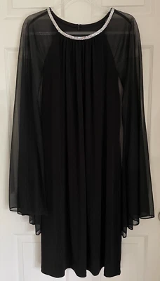 R&M Richards Woman Embellished Chiffon Cape Dress Black Size 18W - Image 1 of 4