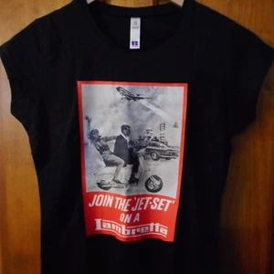 LAMBRETTA JETSET LADIES TSHIRT WHITE RETRO SCOOTER LAMBRETTA MOD VESPA - Picture 1 of 4