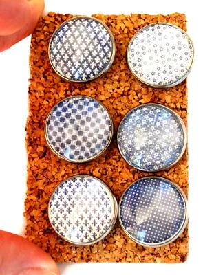 Blue Polka Dot Decorative Push Pins Thumb Tacks for Cork Board Handmade Office - Image 1 of 2
