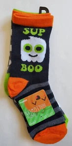Halloween Crew Socks Two 2 Pairs Ghost Stripes Dots Unisex Child Size 6-8.5 NWT - Picture 1 of 4