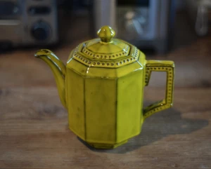 vintage Peasant Village pottery Coffee Italian Italy Yellow Chartreuse - Picture 1 of 8