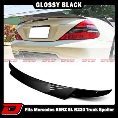 Fits 03-11 Mercedes BENZ R230 2DR V Rear Trunk Boot Spoiler Painted Black - Image 1 of 4