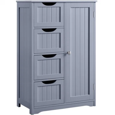 Bathroom Floor Storage Cabinet Wooden Kitchen Cupboardw/ 4 Drawers & 1 Door - Image 1 of 4