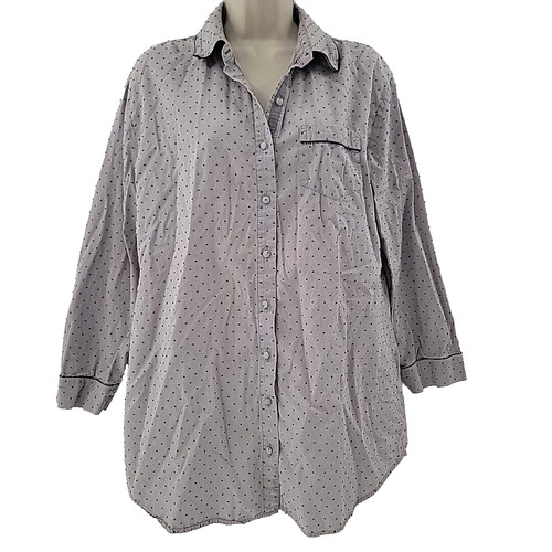 UNDERCOVER Camicia da notte Victoria's Secret piccola grigia nera a pois manica lunga