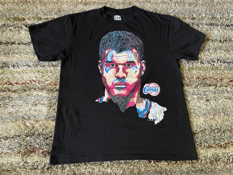 Majestic NBA Los Angeles Clippers Black T-Shirt Blake Griffin 32 Mens Medium Vtg Cover