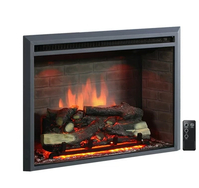 ALTATAC 33" Electric Fireplace Insert, Crackling Sound, Remote, 1500W Adjustable Flame