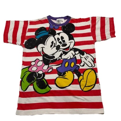 Disney Mickey And Co Striped T-Shirt Mickey and Minnie DOUBLE SIDED - Image 1 of 4