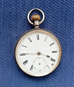 Antique English Hallmarked Silver Gents Pocket Watch 1908 Edwardian - Picture 1 of 8