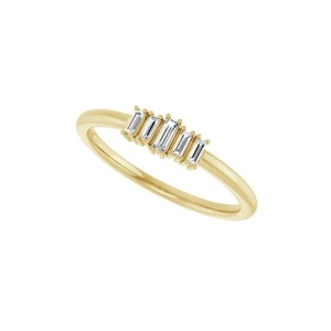 Lab Grown Baguette Diamond Statement Ring 14k Solid Yellow Gold, Engagement Ring - Picture 1 of 5