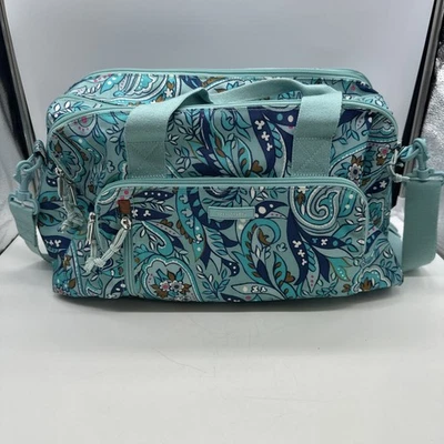 Bolsa de viaje Vera Bradley Lighten Up compacta de fin de semana para llevar verde azulado floral cachemira Foto 1 de 4