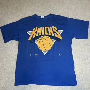 Vintage 90s Starter NBA New York Knicks Big Logo Single Stitch Shirt Size XL - Picture 1 of 7