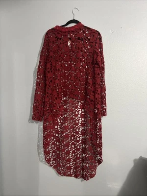 Pretty Garden Lace Floral Embroidery ￼Top Dress High Low Women’s XL Red Layer 2p - Image 1 of 4
