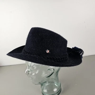 Scherzer Salzburg Austria Womens Hat Size 56 Wool Felt Dark Navy Blue - Image 1 of 4