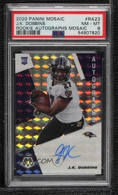 2020 Panini Mosaic Rookie Auto Mosaic JK Dobbins #RA23 PSA 8 Auto RC - Image 1 of 2