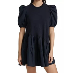 Cinq à Sept Women's Caitlin Round Neck Puff Sleeve Mini Dress Navy Blue Size M - Picture 1 of 8