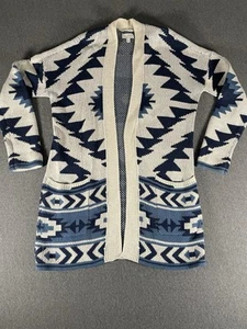 Lucky Brand Aztec Western Native Tribal Open Front Cardigan Sweater Womens Size - Picture 1 of 6